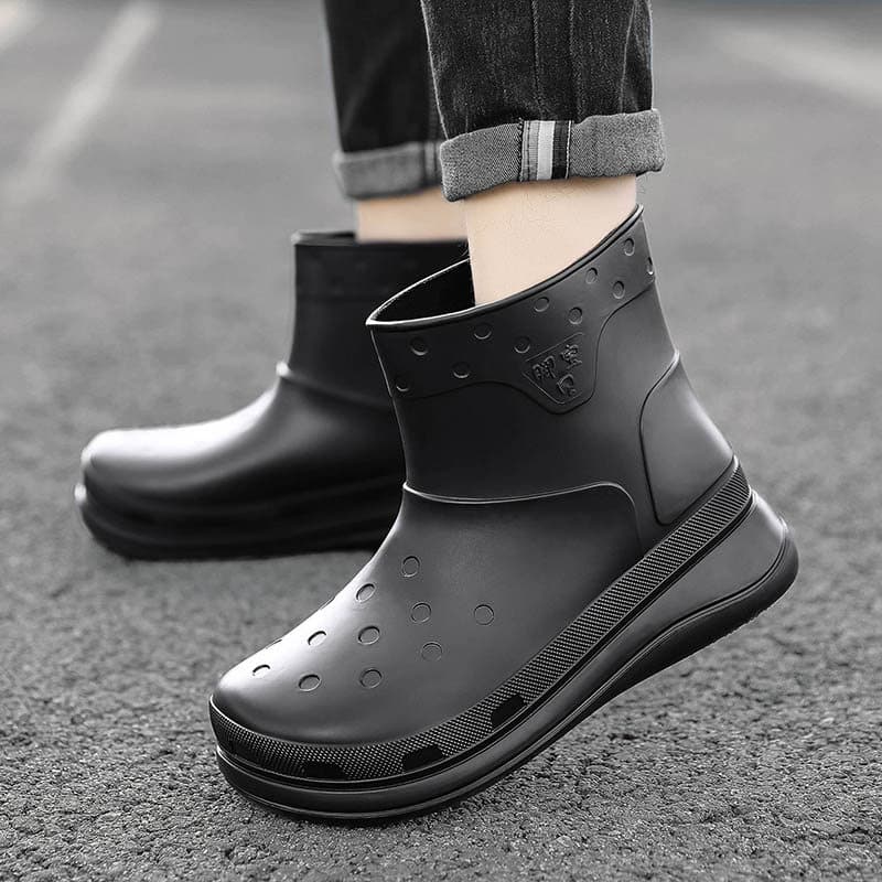 Botas de chuva masculinas antiderrapantes, impermeáveis, resistentes ao desgaste, sapatos de água para viagem, trabalho