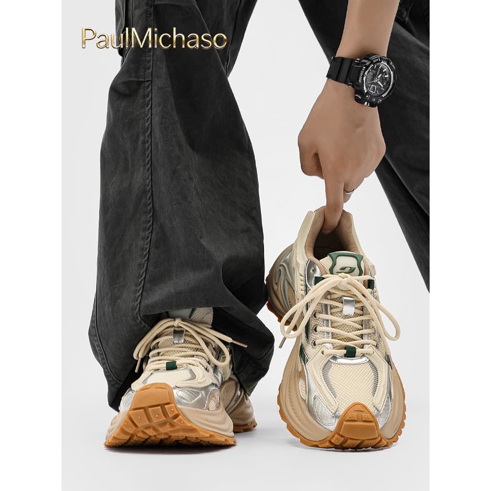 Paris cascavel papai sapatos masculinos 2026 novo estilo verão malha respirável de sola grossa aumentando esportes casua