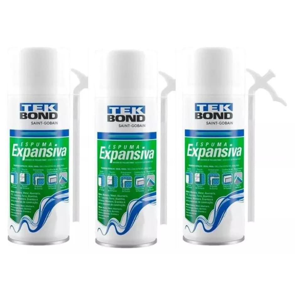 Kit C/3 Espuma Expansiva Tekbond 300ml /180g