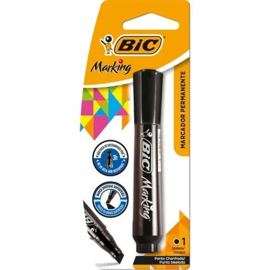 PINCEL BIC MARCADOR PERMANTENTE RECARREGÁVEL MARKETING PRETO