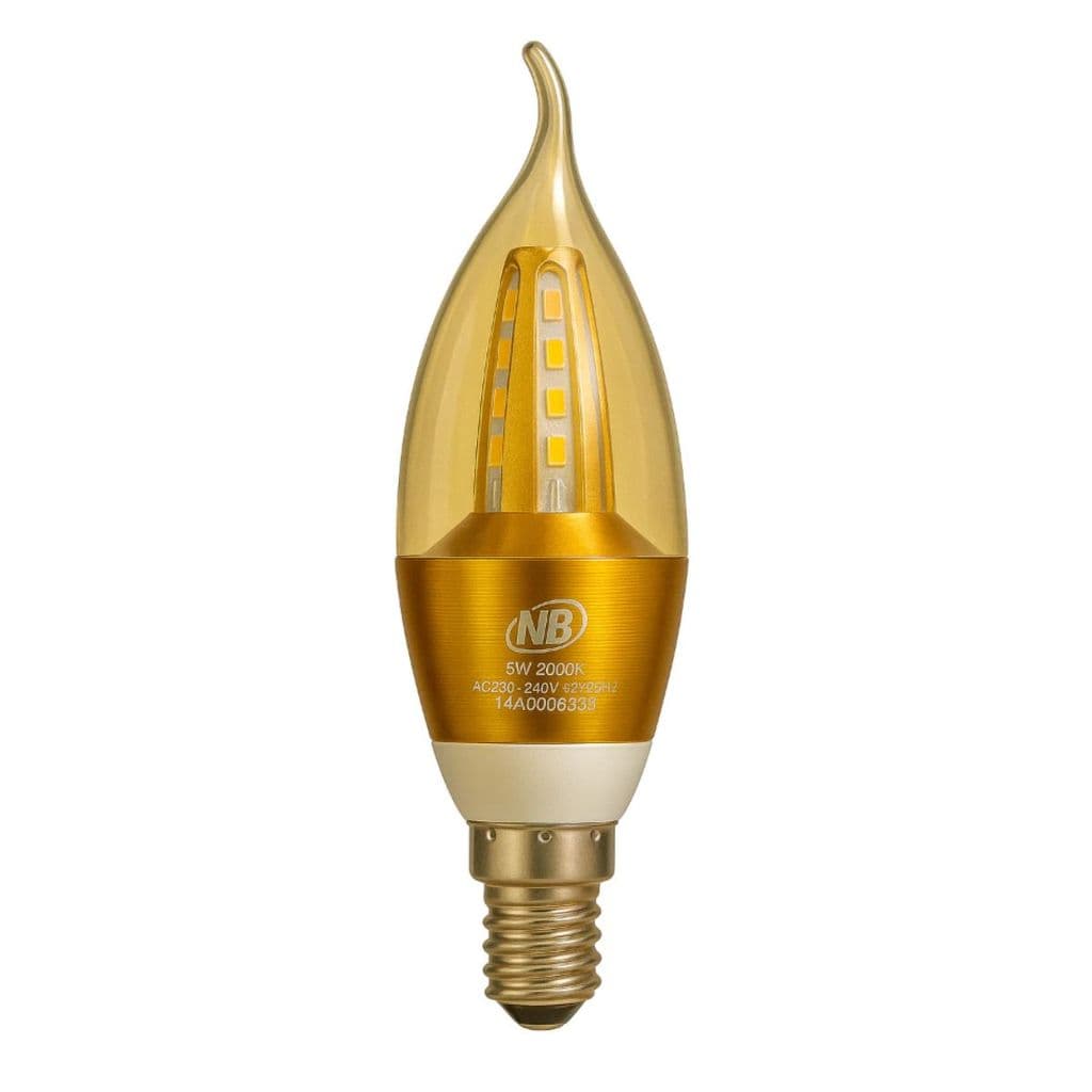 Lâmpada LED Vela Chama  Branco Quente 3000k E14 5W Com Bico