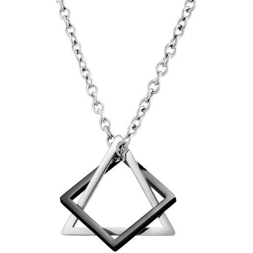 Colar Masculino, Corrente Dije, Colar Masculino de Aço Inoxidável, Colar com Pingente de Combinação de Geometria Quadrad