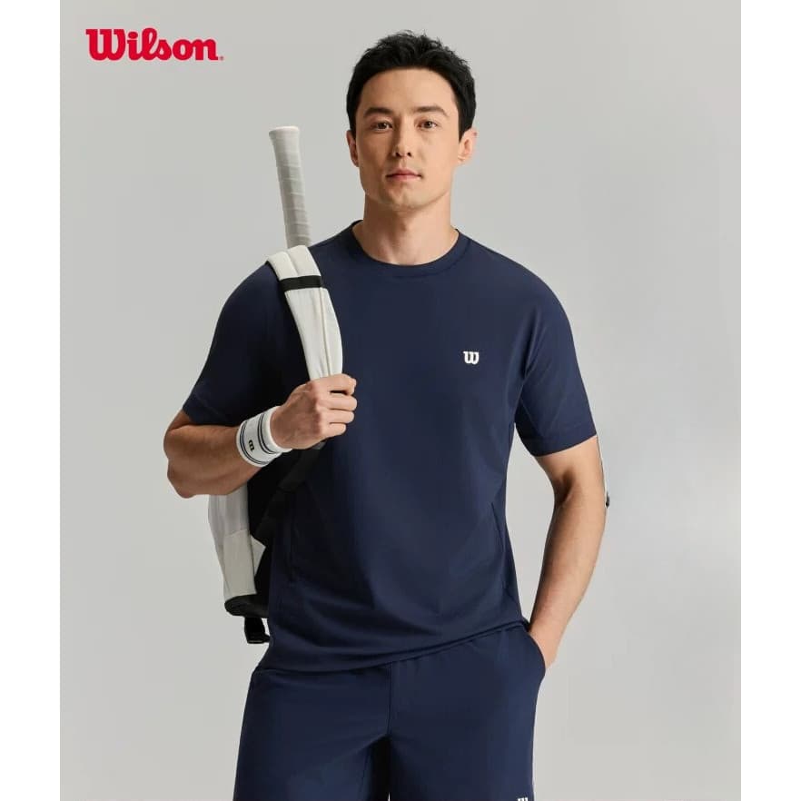 Wilson's Novo Masculino Diário Absorvente De Umidade 100 % Algodão Protetor Solar Tênis Esportes casual Camiseta De Mang