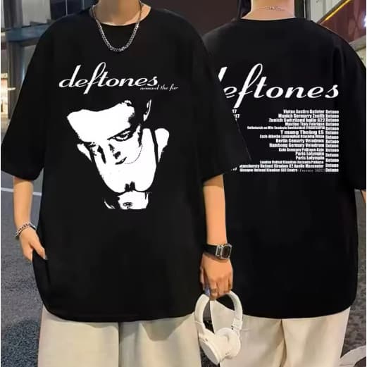 Camiseta Camisa Blusa Algodão Unissex vintage dos anos 90, tops pretos de manga curta Deftones Lançamento 100% algodão