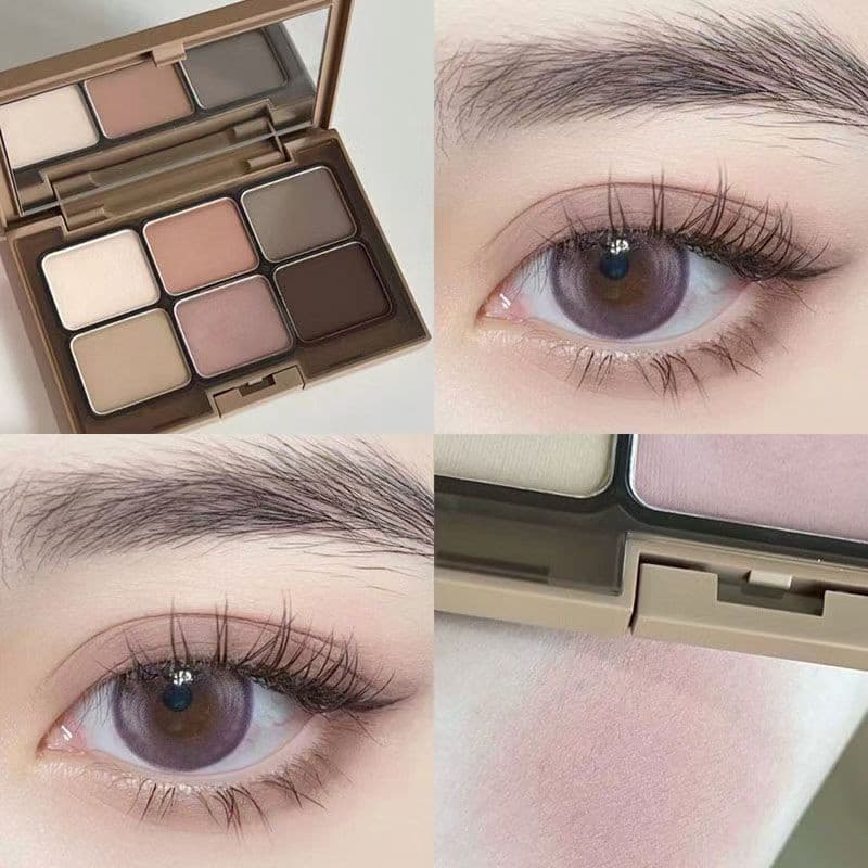Paleta de sombras multifuncional fosca lisa de seis cores, Blush, alto brilho, reparação completa, fosca, japonesa, rosa