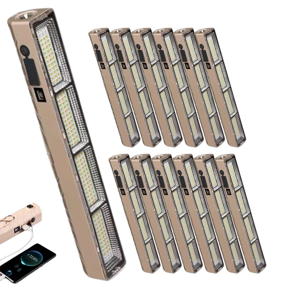 Kit 10 Emergência Luz Led Tubo 300w Emergência Camping Lampião Pesca Barraca Lanterna 31cm Luminoso Recarregável