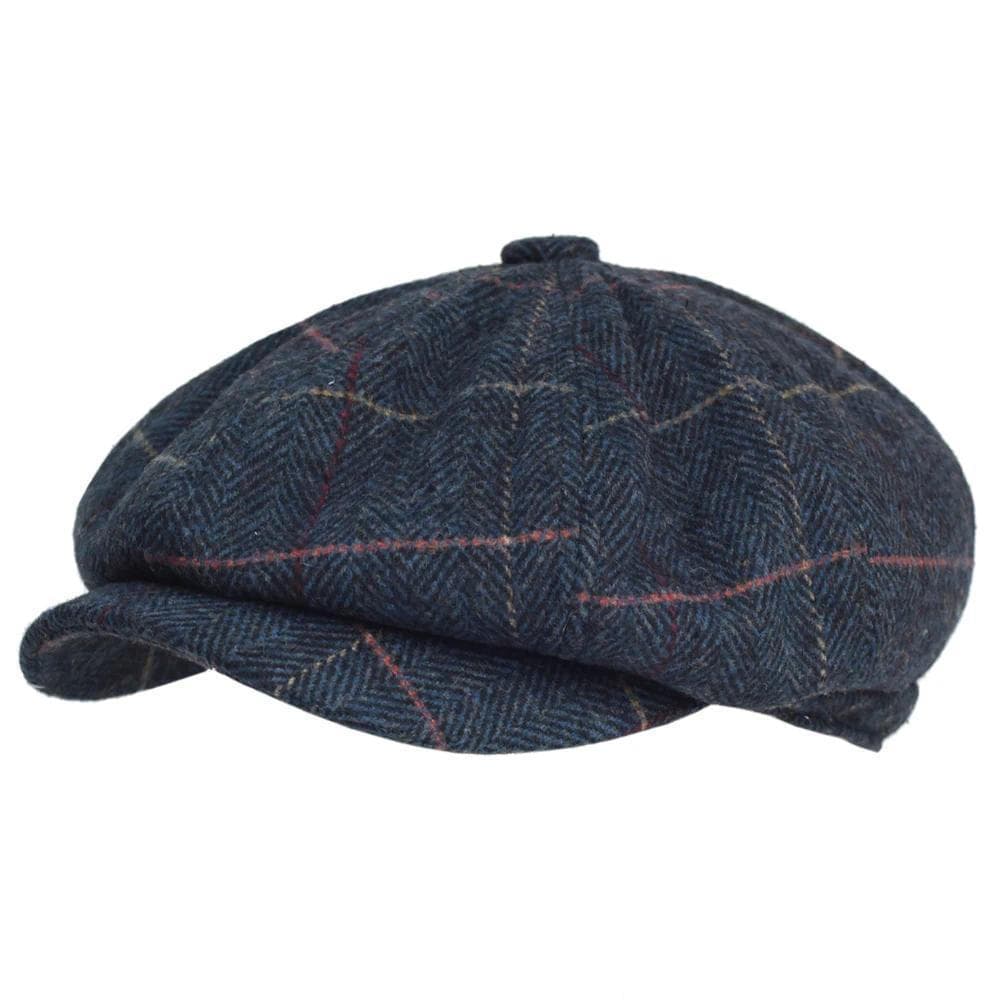 Outono Inverno Grosso Lã Quente Espinha De Peixe Newsboy Boné Masculino Taxista Boina Chapéus Octogonal Chapéu Detetive