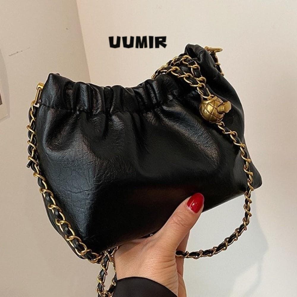 UUMIR Bolsa De Ombro Feminina Com Corrente , Casual Plissada Crossbody Hobo Para Meninas Versátil