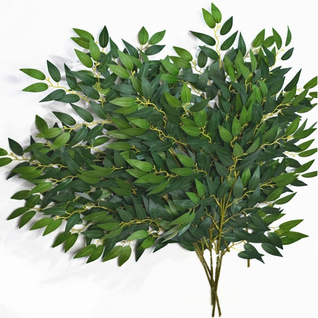 8 peças de hastes de folhas artificiais, flores falsas, folhagem verde para arranjos florais, buquê floral, hastes de fo