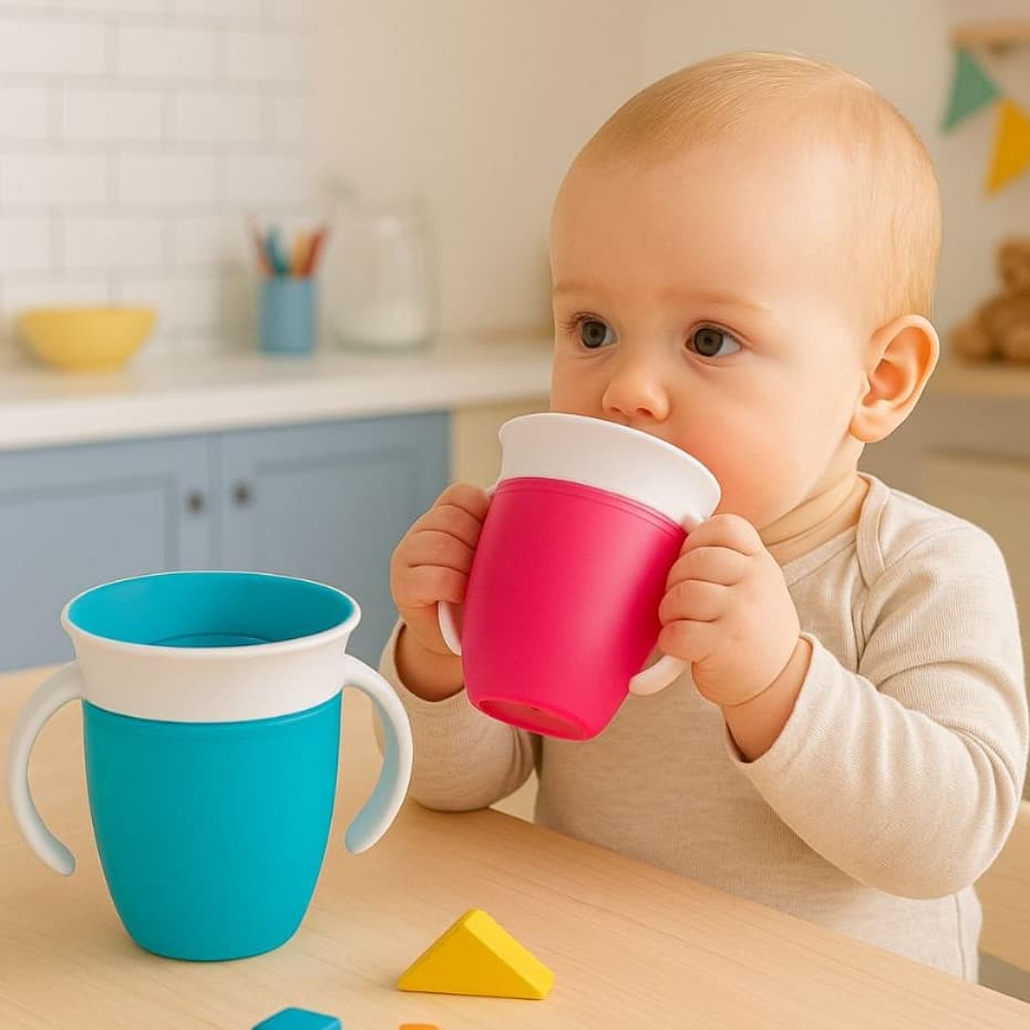 Copo Treinamento Infantil Bebê Com Alça 360º Transição Não Vaza Antivazamento Silicone Sucção