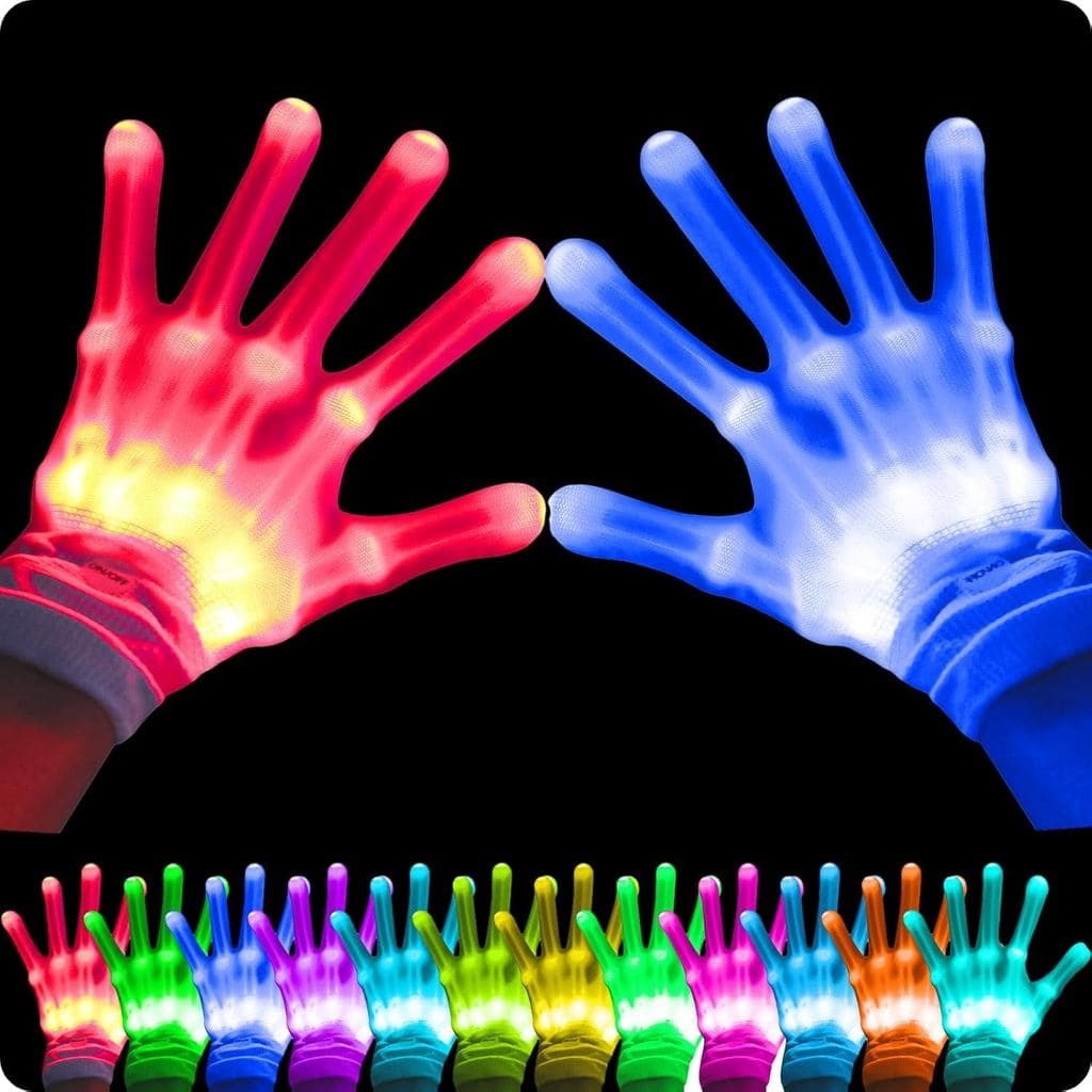Luvas LED Luminosas para Crianças, Brinquedos Legais para Meninos de 8 a 12 Anos e Meninas, Acessório de Fantasia de Hal