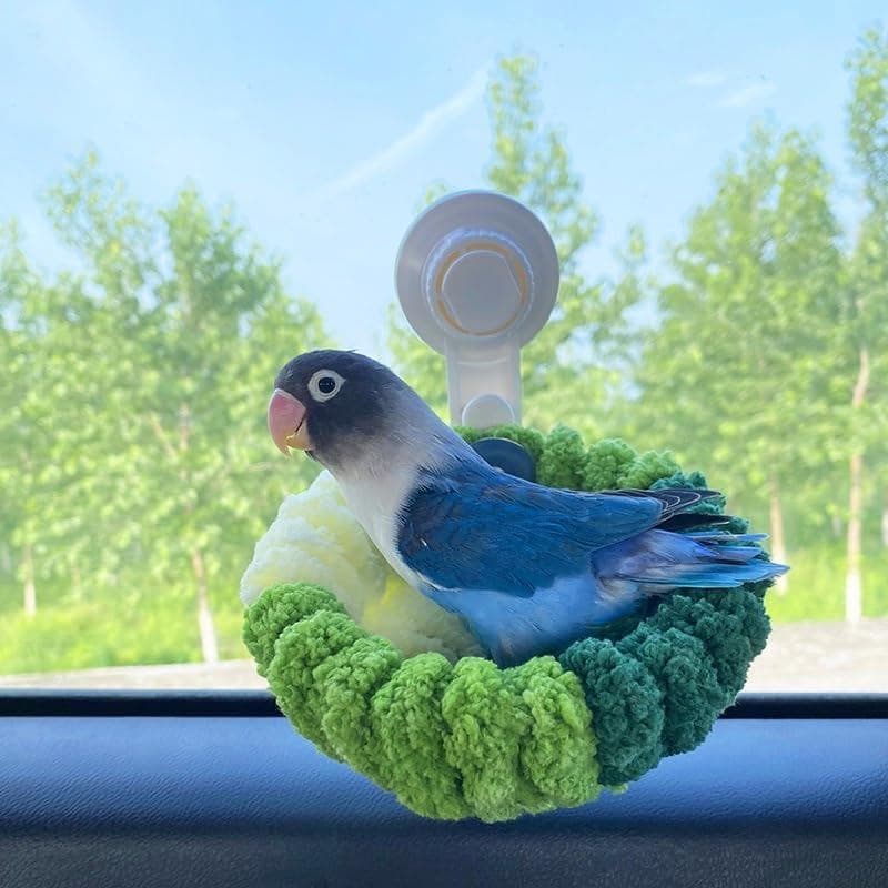 Ninho portátil com ventosa para pássaros, para janela de carro em viagens, casinha de dormir quente para pássaros, cama