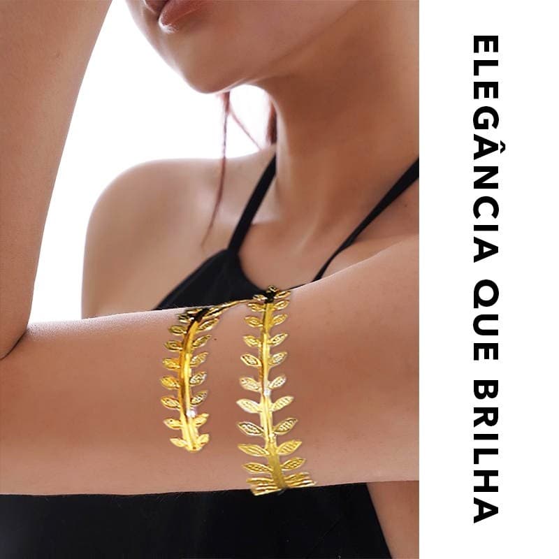 Estilo grego antigo Bay Leaf braço anel luz requintado ouro prata boêmio estilo elegante