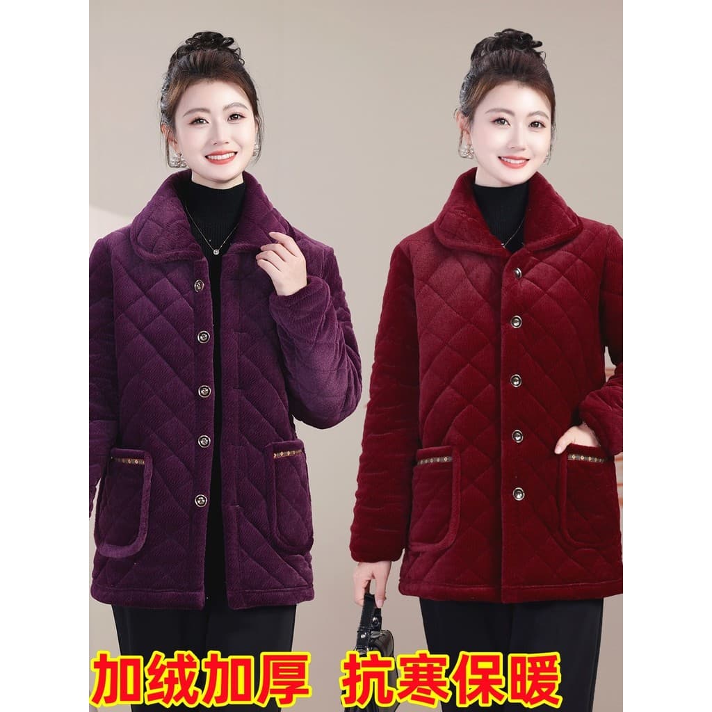 Jaqueta acolchoada novo estilo inverno curto de três camadas de lã espessada jaqueta acolchoada pijama feminino jaqueta