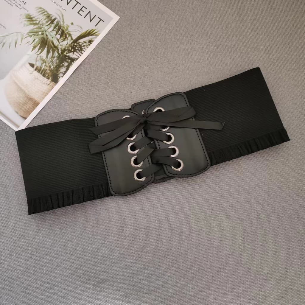 Cinto feminino decoração verão simples rendas elástico combinando vestido preto cinto largo