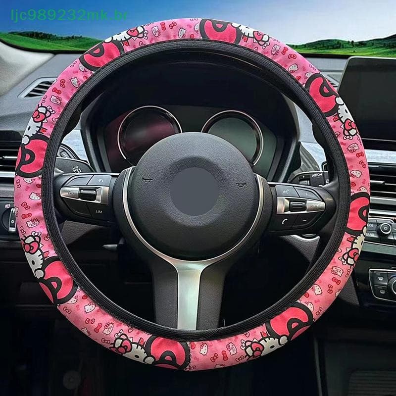 [MYBR] Capas Universais Para Volante Kawaii Hello Kitty De 15 Polegadas Com Elasticidade Antiderrapante Acessórios Carro
