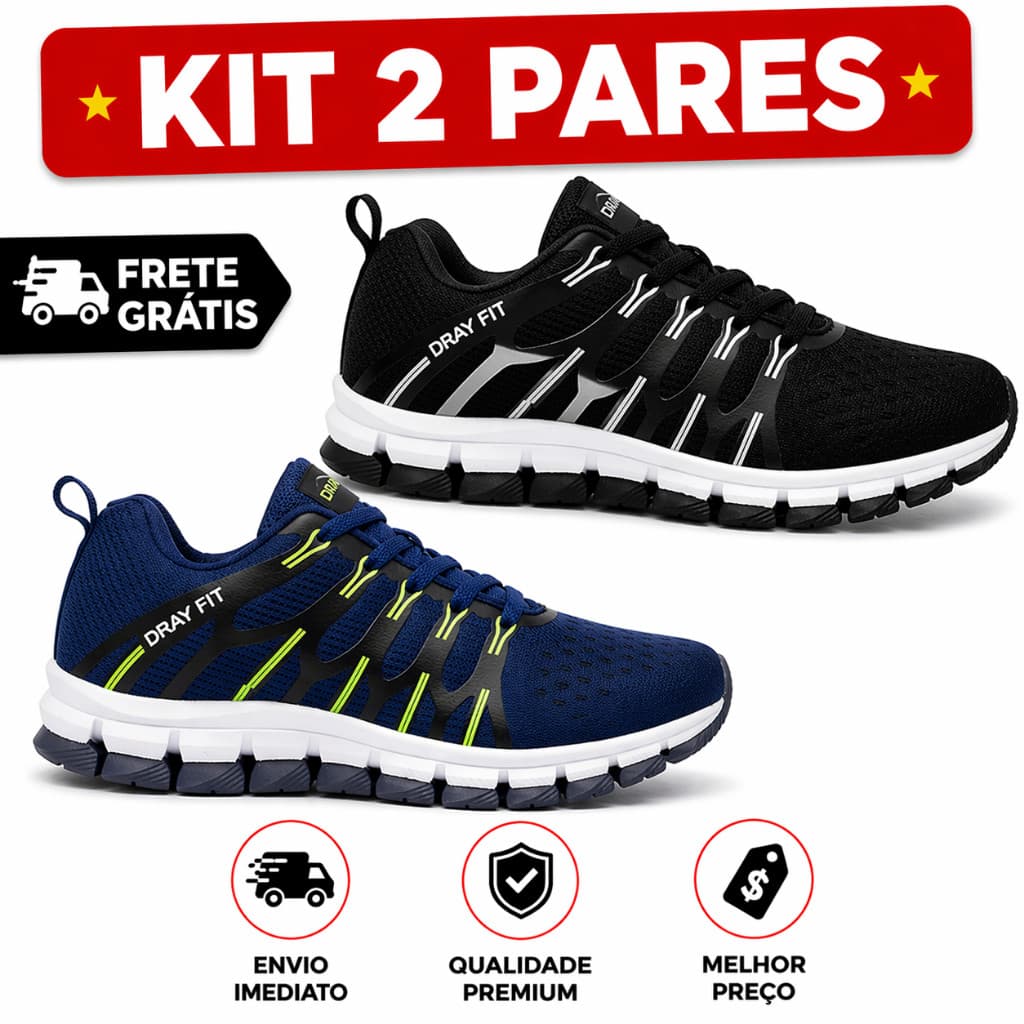 KIT 2 PARES Tênis Masculino Olimp Academia Caminhada Corrida Esportivo