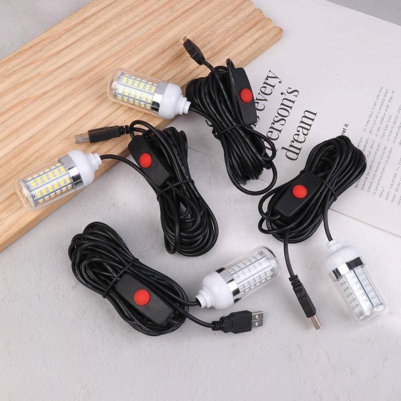PLUMHOME 5V USB LED Luz De Pesca IP68 Isca Peixe Localizador Lâmpada Atrai Camarão Lula Krill 4 Cores Luzes Subaquáticas