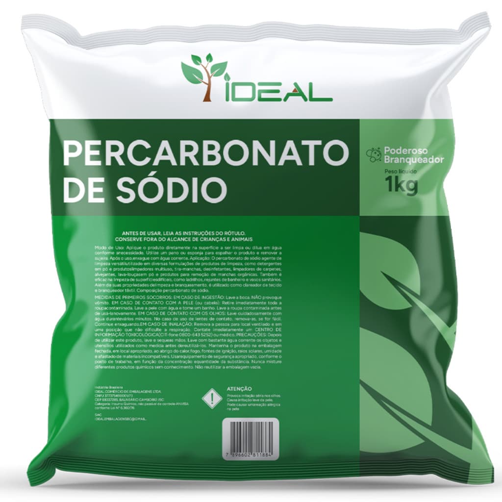 Percarbonato 1kg Tira Manchas Lava Roupas Clareador Poderoso 99% Alvejante
