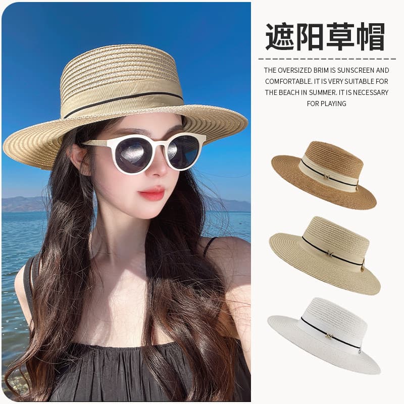 2024 novo estilo chapéu guarda-sol chapéu de palha feminino chapéu de sol verão capa rosto balde chapéu verão beira-mar