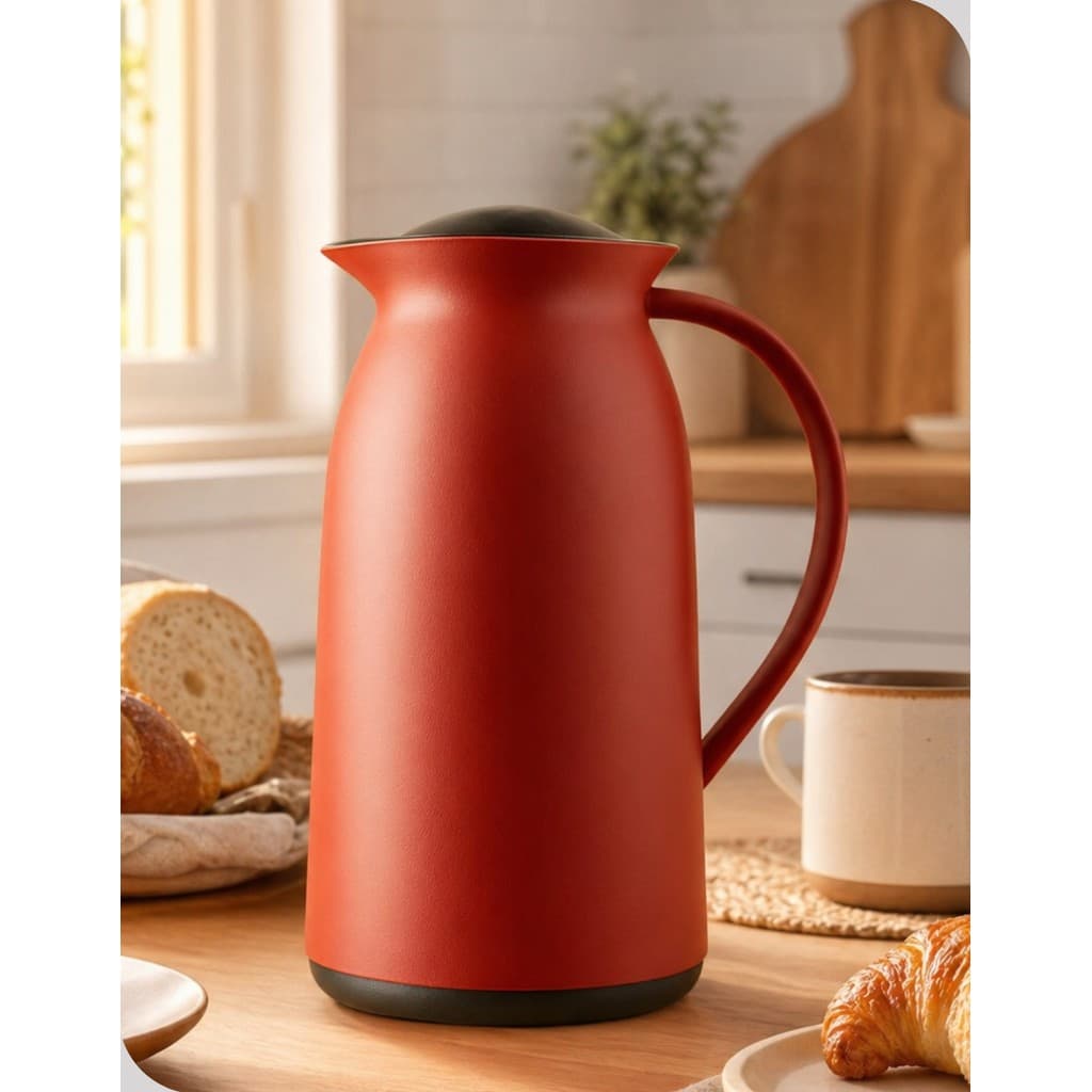Garrafa Térmica Invicta VG 750ml Vermelho Velvet Café Ampola Vidro Rolha Isolamento Vácuo Cozinha