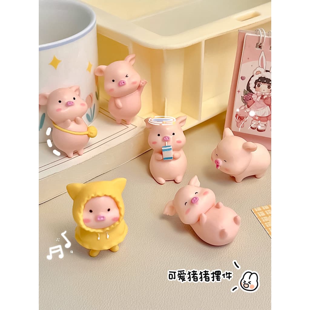 Bonito Piggy ornamentos escritório decoração de mesa cura menina descompressão pequenos objetos menina presente aniversá