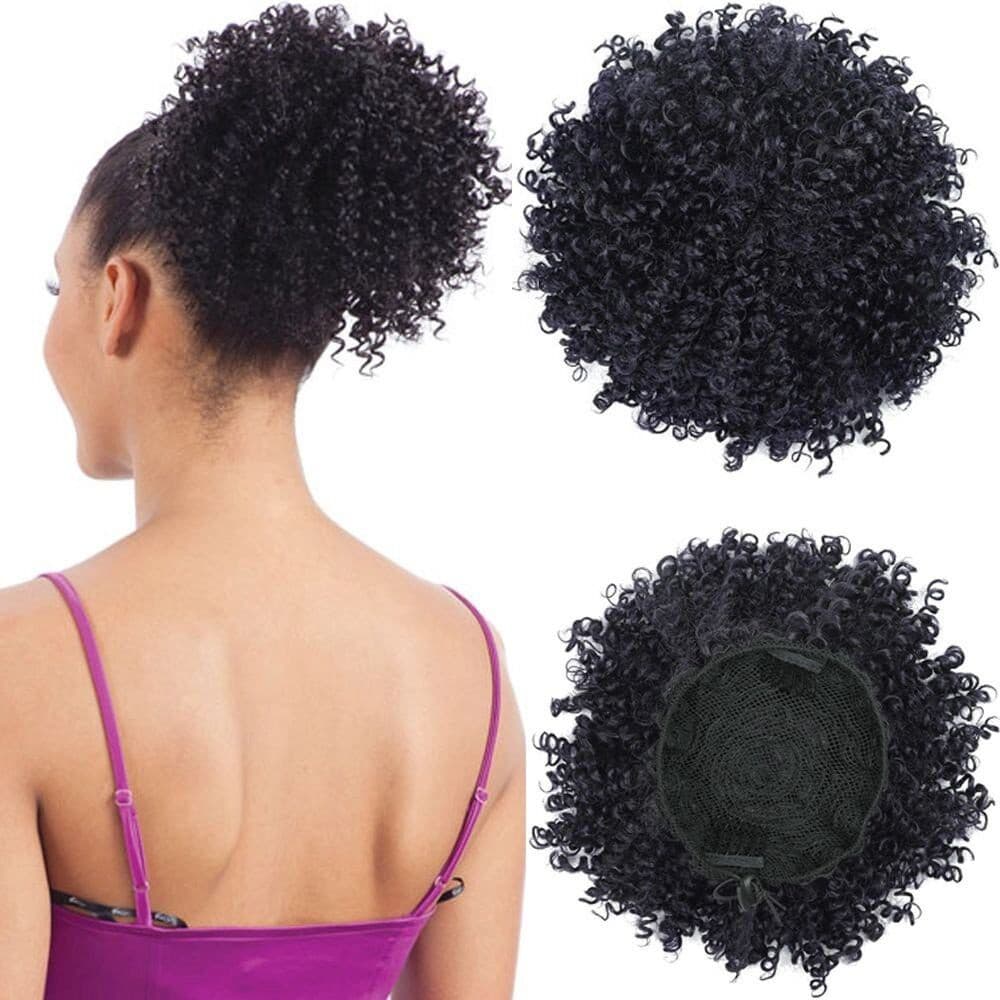 Coque de Cabelo Cacheado Curto Afro Organico -Com Regulador e Pentes Rabo de Cavalo
