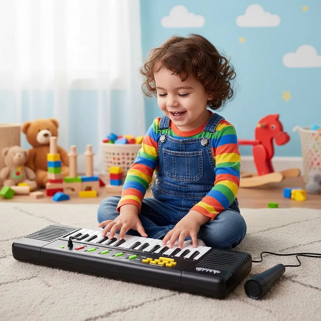 Teclado Piano Infantil Com Microfone 40 Teclas Preto