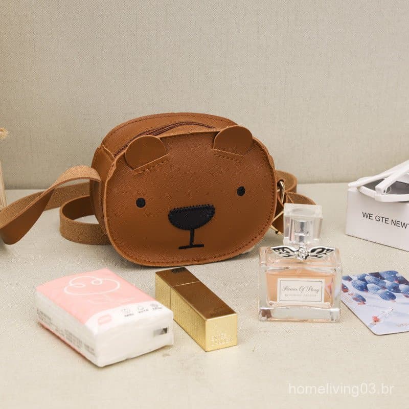 Bolsa Infantil Mini Estilo Coreano com Urso de Desenho Animado, Bolsa Transversal Estilosa para Meninos e Meninas, Linda