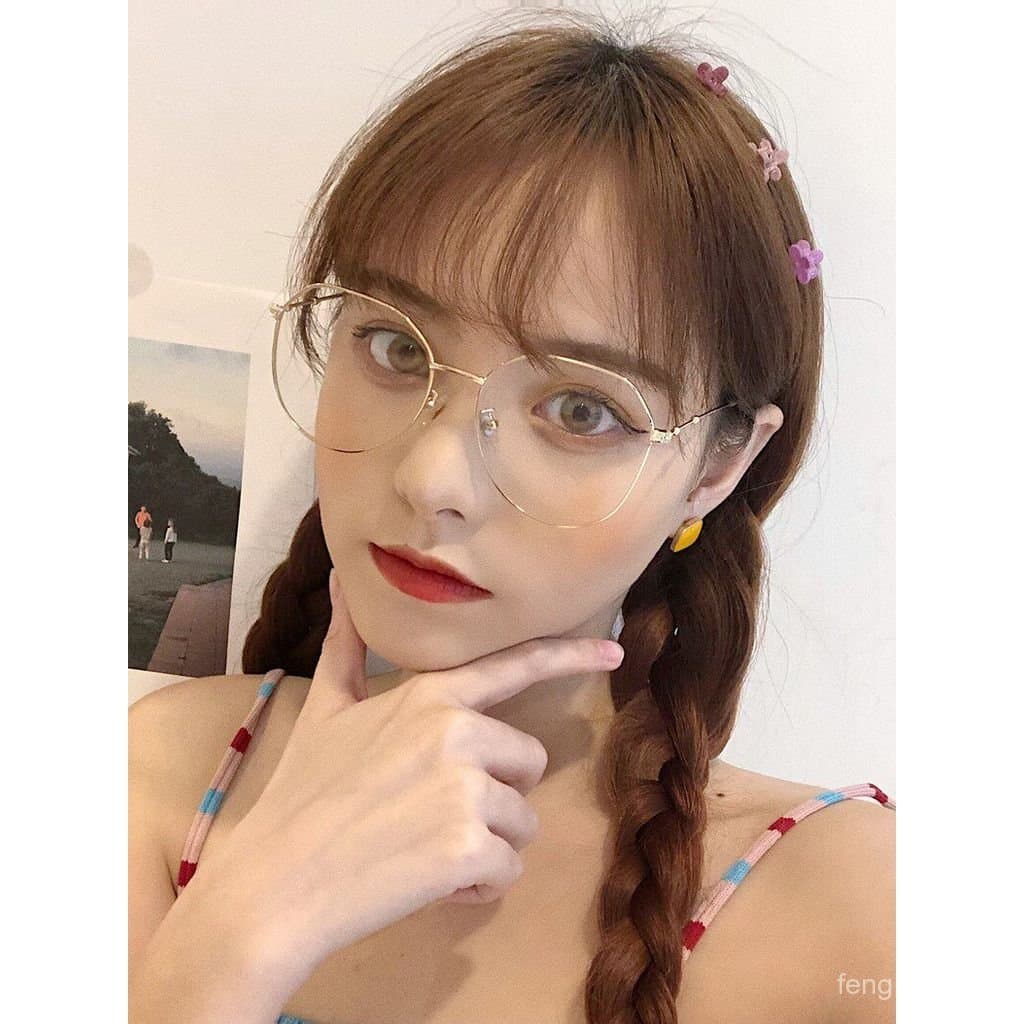 Óculos sem grau estilo Hyuna, poligonais irregulares, anti-radiação de luz azul, para homens e mulheres, modelo 8HKQ