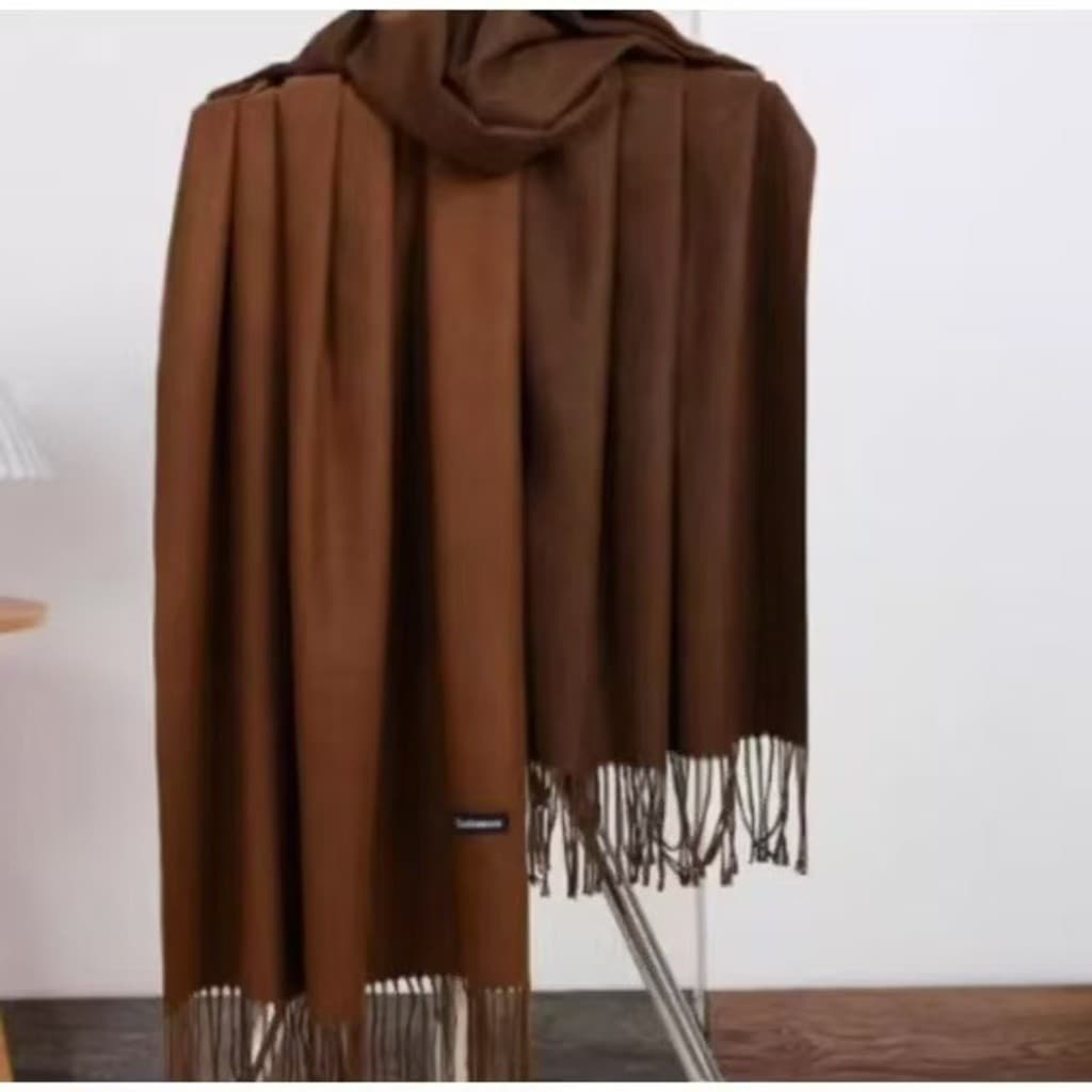 Cachecol Lenço de caxemira outono e inverno xale feminino de cor sólida de borla de uso duplo espessado Com Franja 908