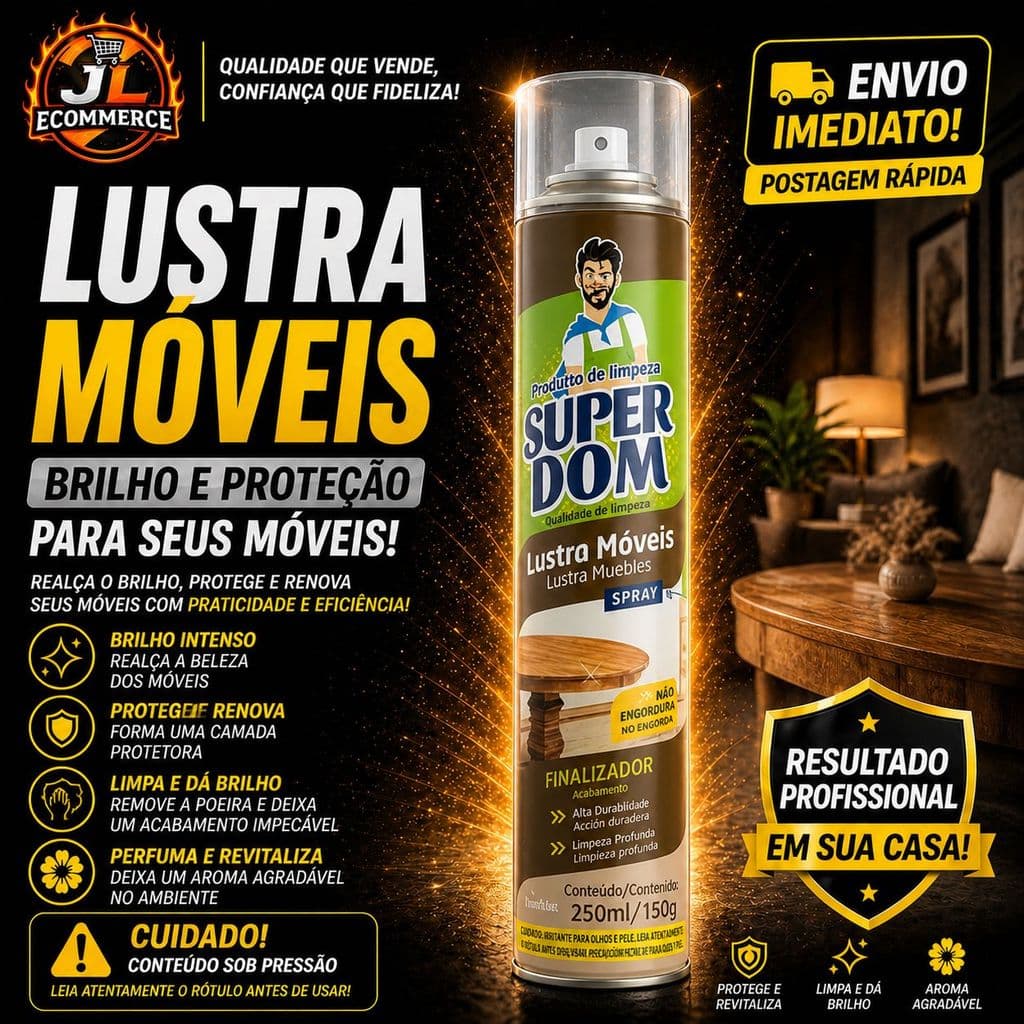 Spray Lustra Moveis Domline Brilho Protege Laminados Couro 250ML