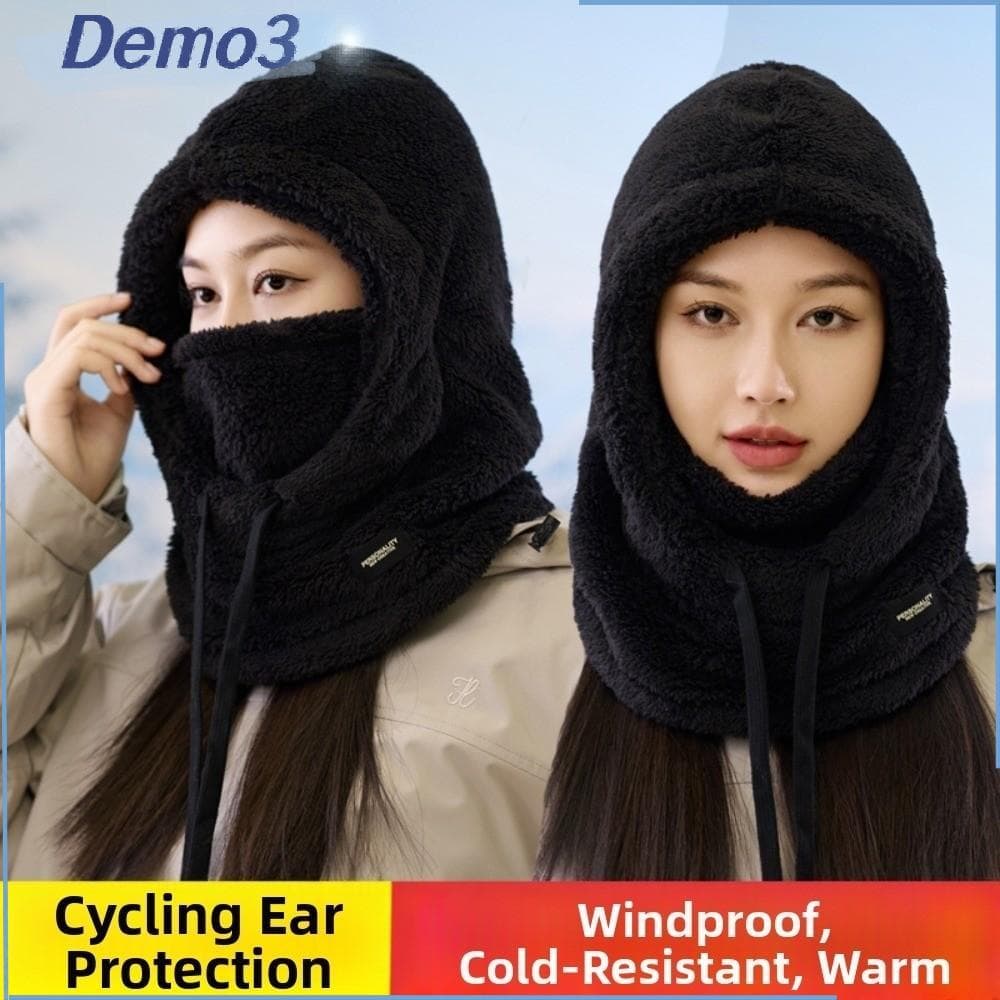 Balaclava De Inverno , Chapéu De Esqui Com Lenço De Pelúcia De Cor Sólida Proteção De Ouvido Macio À Prova De Ve