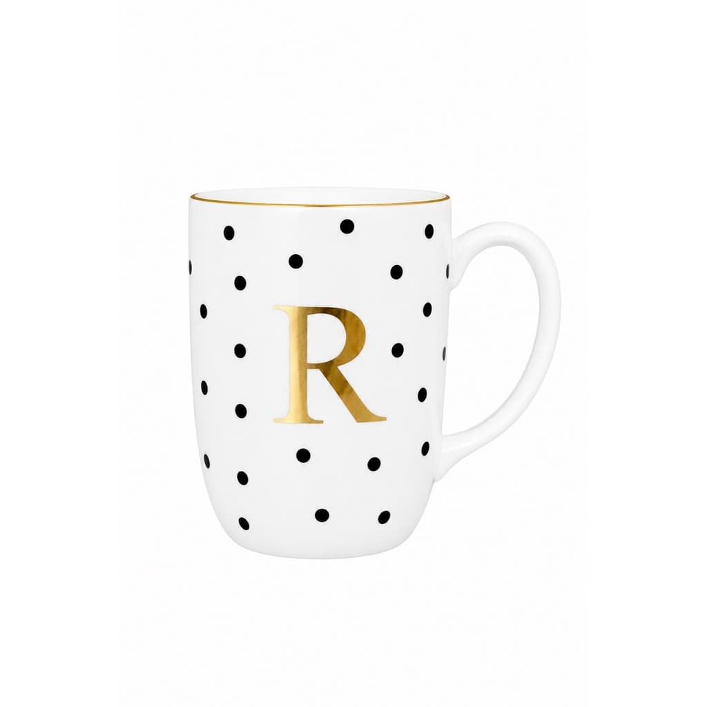 Caneca de Porcelana Poá Gold Personalizada com Iniciais