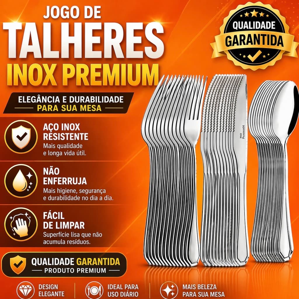 Jogo de Talheres 72/36/18 peças Aço Inox Facas Garfos de Mesa Colheres Alta Qualidade Resistente