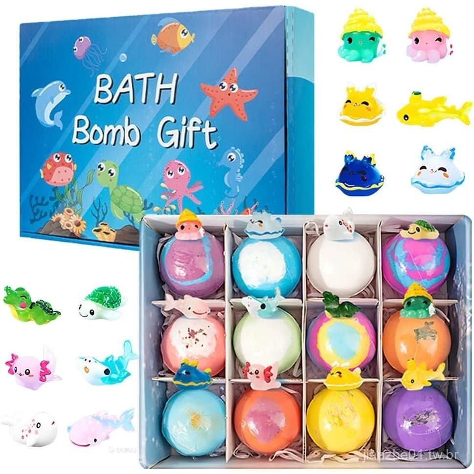 12 Peças de Bombas de Banho para Crianças, Conjunto de Presente de Bombas de Banho 2026 com Surpresa de Aniversário para