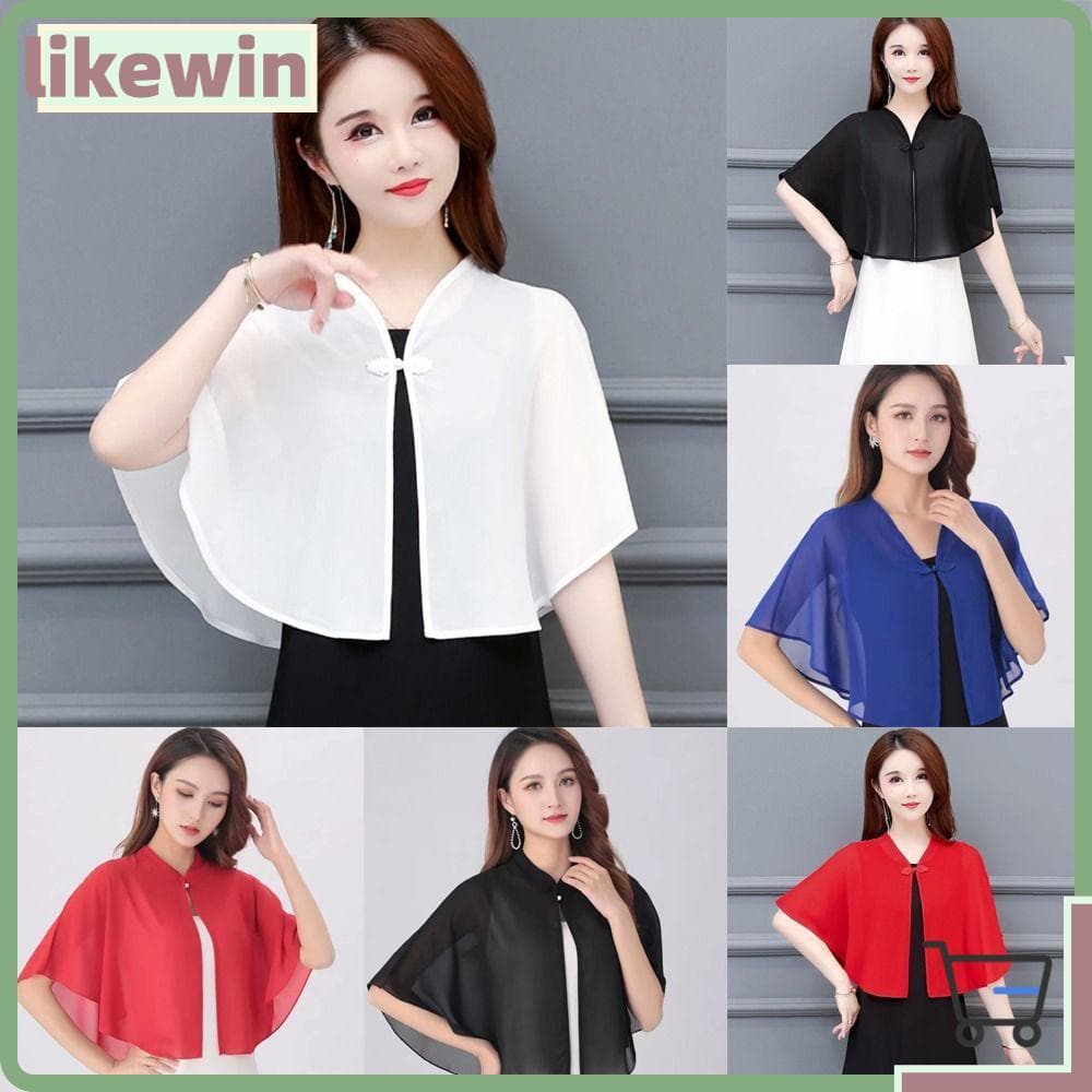 Xale De Tule KIND , Curto Multicolorido De Chiffon , Jaqueta Fina De Renda Respirável Feminina Tops Femininos