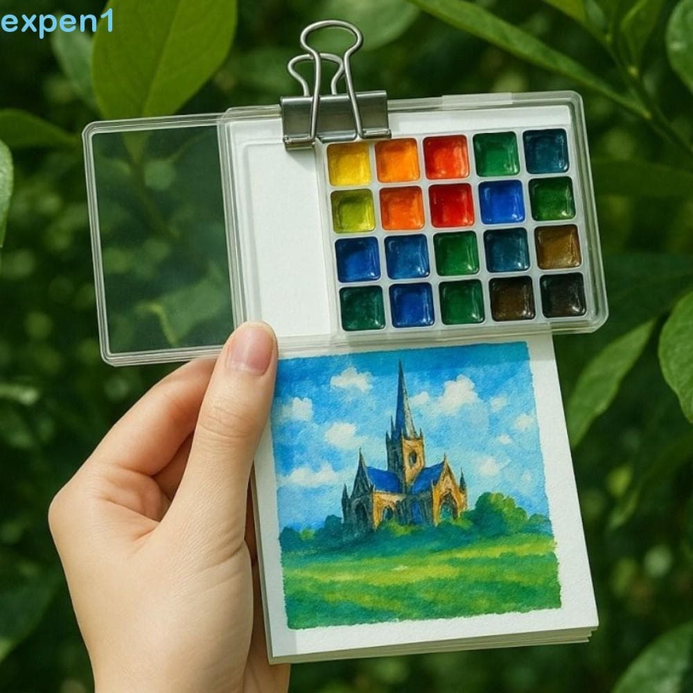 Paleta De Pintura Em Aquarela EXPEN , Mini Caixa Dobrável De Pigmento , Portátil Com Bandeja De Viagem Clipe
