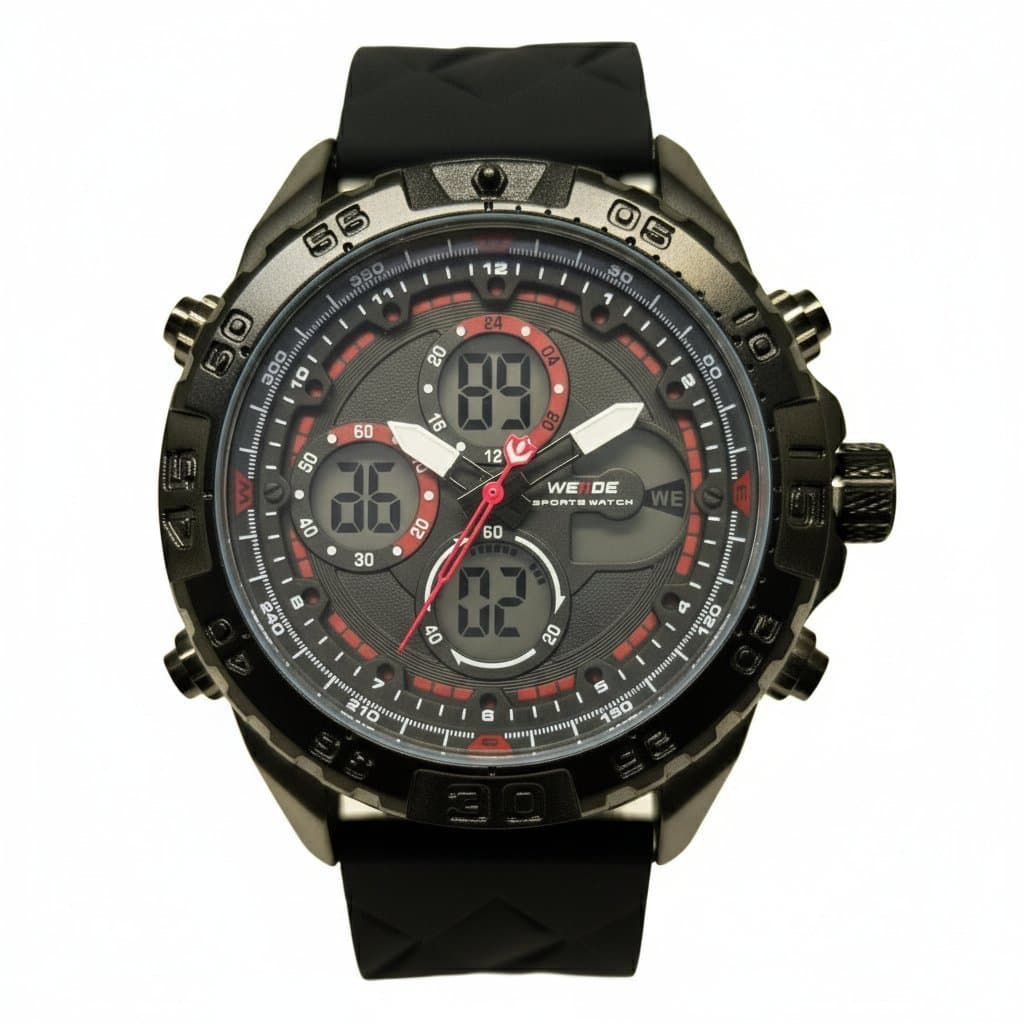 Relógio Masculino Weide AnaDigi WH6909 Preto e Vermelho, 5ATM, VINTAGE, LUXUOSO, CHARMOSO, FASHION,