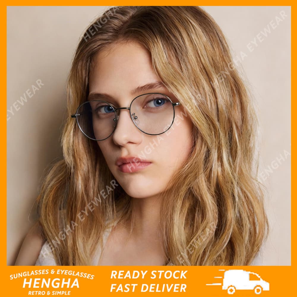 (HENGHA) Novidade Material Metálico Novos Óculos Femininos Redondos De Luz Azul – Lentes Redondas Retrô Da Moda , Estilo