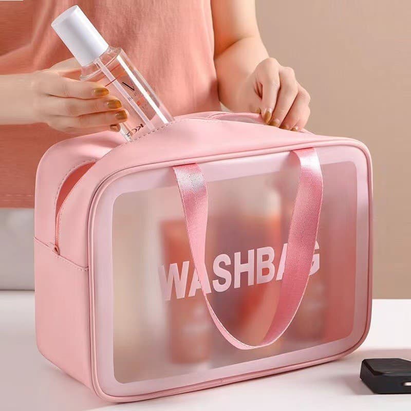 Grande capacidade portátil pu fosco transparente impermeável engrossado armazenamento de lavagem Anti-poeira saco cosmét