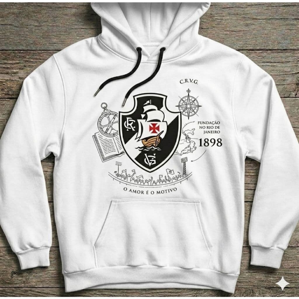 Moletom Vasco da Gama Masculino Esportivo Blusa de Frio Cruzmaltino Time Carioca Brasileiro Casaco Confortável Torcedor