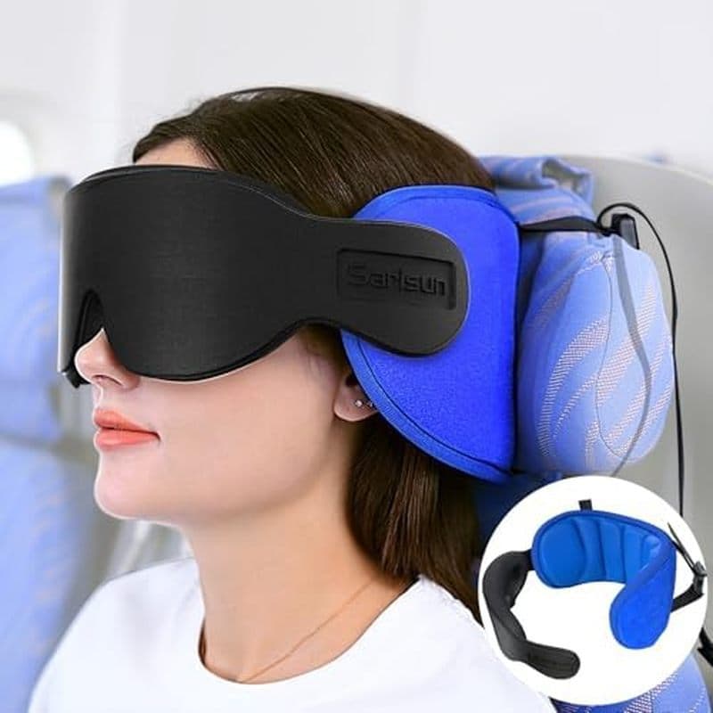 Almofadas De Viagem SARISUN Para Aviões , 360 ° Travesseiro De Apoio De Cabeça Com Máscara De Olho Dormir , Avião Voos L