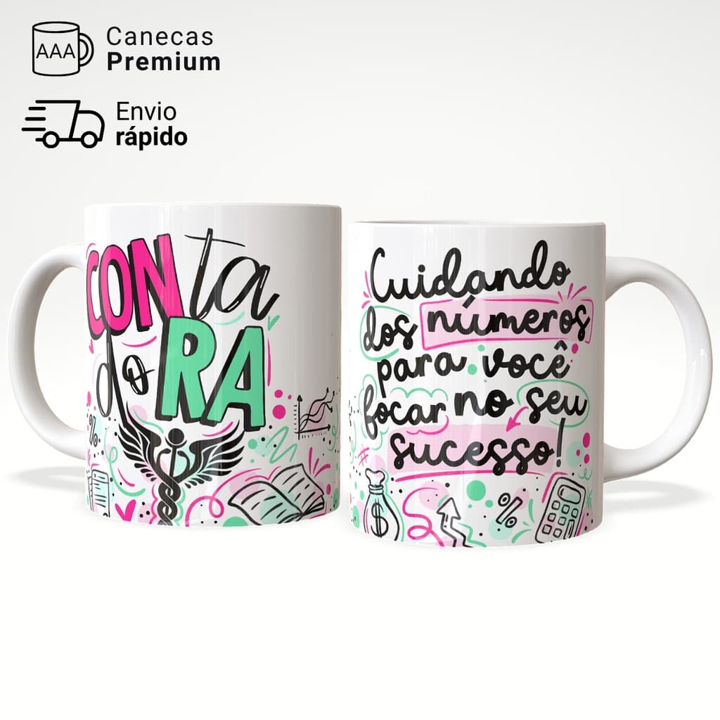 Caneca Contabilidade Doodle Presente Contador Ciências Contábeis 325ml Cerâmica