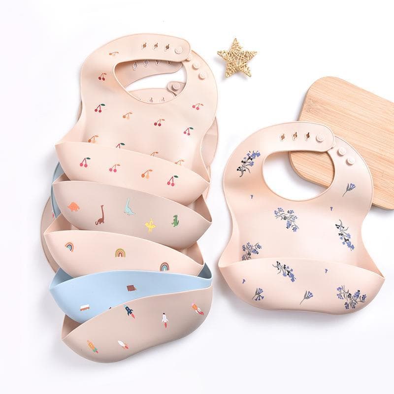 Babador de bebê à prova d'água, babador de Silicone Super macio para alimentação de crianças, bolso para Saliva de bebê,