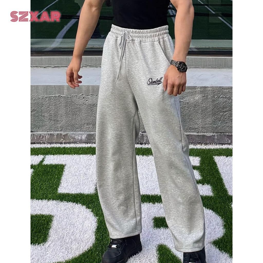 SLAMBALL estilo americano novo estilo cinza claro calças esportivas Drape Anti-rugas pernas longas em linha reta perna l