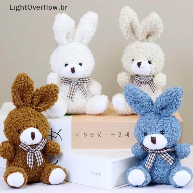 [LightOverflow] Postura Sentada Fofa Gravata Borboleta Coelho Brinquedo De Pelúcia Boneca De Realista Pingente De Bicho