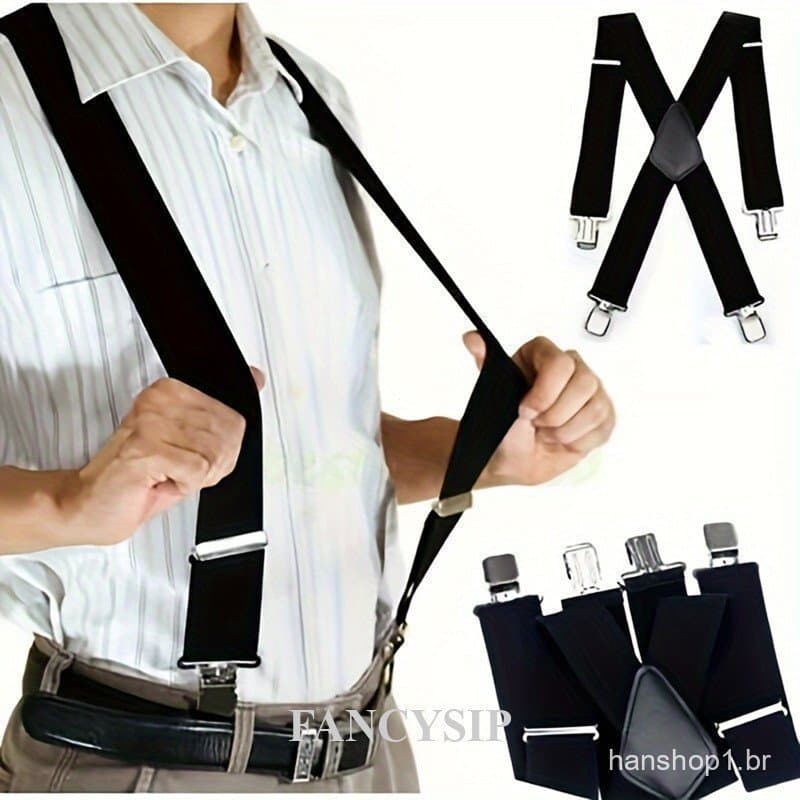 Suspensórios Masculinos Elegantes Com Costas Em X-Material Elastano De Alta Elasticidade , Ajustável 4 Clipes Resistente