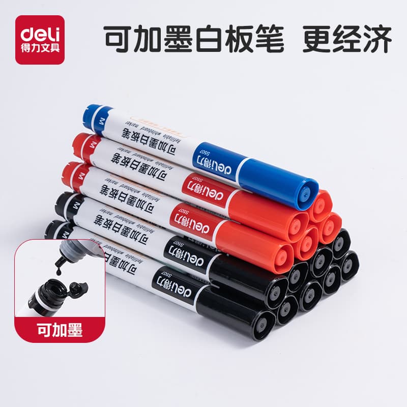 Deli pode adicionar tinta caneta para quadro branco fácil de escrever apagar grande capacidade ponta grossa tamanho gran