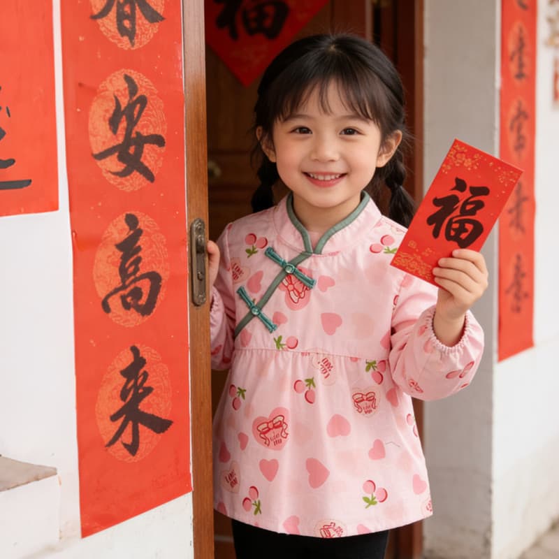 Estilo chinês ano novo crianças comer macacão à prova dwaterproof água bebê menina avental babador do bebê meninas roupa